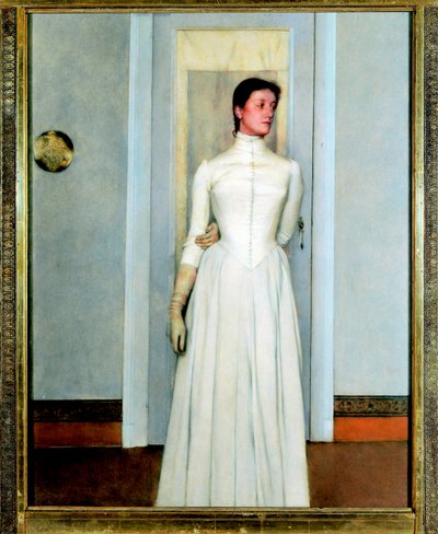 画家の妹「マルグリット・ノップフの肖像」 - フェルナン・ノップフ（1858-1921）の絵画 作： Fernand Khnopff