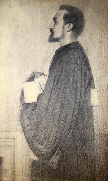 男の肖像」（紙に鉛筆） 作： Fernand Khnopff