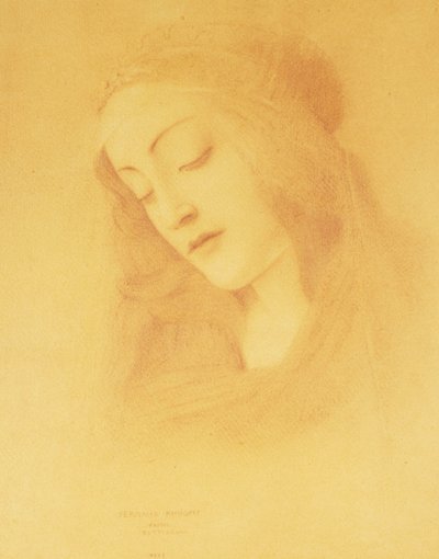 ボッティチェッリ後の聖母。 Apres Botticelliの聖母、1909 作： Fernand Khnopff