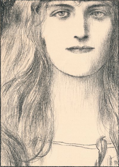 正面からの頭、1898 作： Fernand Khnopff