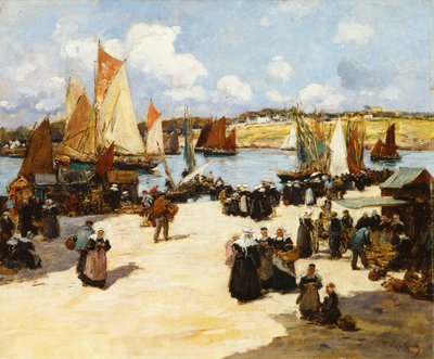 忙しい港のシーン、 作： Fernand Legout Gerard