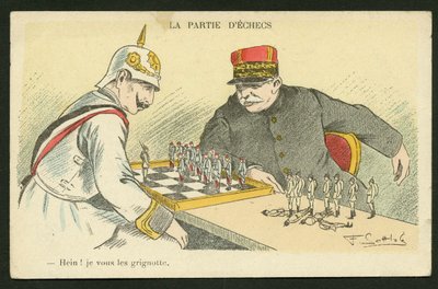 はがき、色で風刺: Hein! I Snack You - War of 14 -18, Germany Prussia - William II, Joffre, Soldiers Illustration by Gottlob (1873-1935) 作： Fernand Louis Gottlob