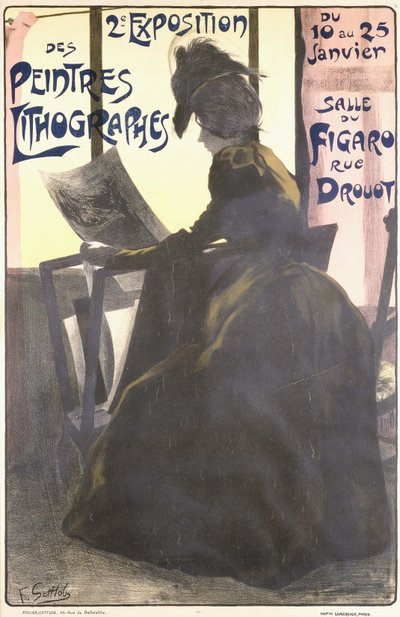「リトグラフ画家の第2回展」のポスター、パリのフィガロ通り 作： Fernand Louis Gottlob