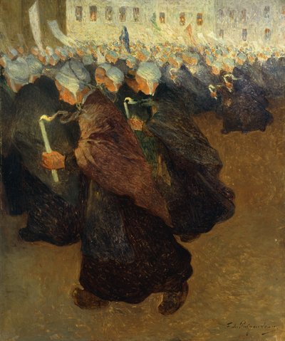 ブルターニュの夜の行列;ブルターニュの夜の行列、1894年頃（キャンバスに油彩） 作： Fernand Loyen du Puigaudeau