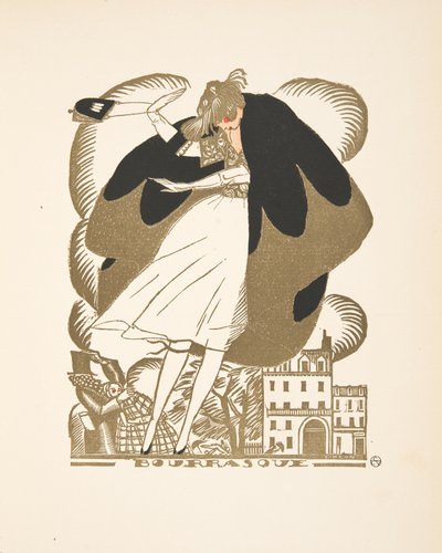 ファッションプレートのコレクションからのブラスク、1920年（pochoirプリント） 作： Fernand Siméon
