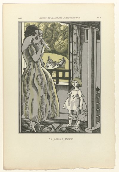 今日のファッションとマナー、1922年、Pl. 1: 若い母親 作： Fernand Siméon