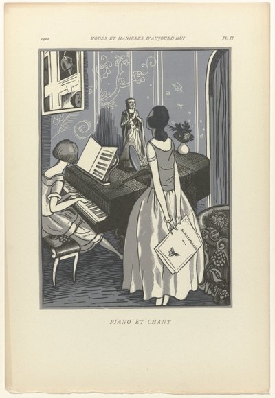 今日のファッションとマナー, 1922, Pl. 2: ピアノとボーカル 作： Fernand Siméon