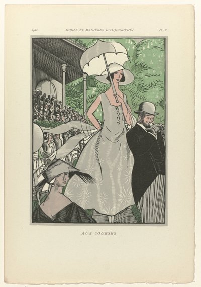 今日のファッションとマナー、1922 年、Pl. 5: レースで 作： Fernand Siméon