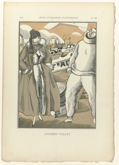 今日のファッションとマナー、1922年、Pl. 7: 空飛ぶ男 作： Fernand Siméon