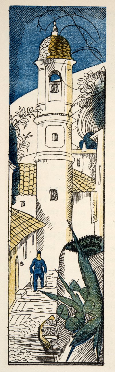 ガゼットデボントン、パブからアンティーブの通り。 1920（印刷ステンシル） 作： Fernand Siméon