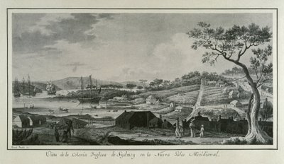 MALASPINA, Alejandro (1754-1809)。イタリア系スペイン人航海士、探検家；BRAMBILA, Fernando (1763-1834)。画家。オーストラリア（18世紀）。イギリスの植民地ニュー・サウス・ウェールズ。アレハンドロ・マルの科学探検を描いたフェルナンド・ブランビラの絵。 作： Fernando Brambila
