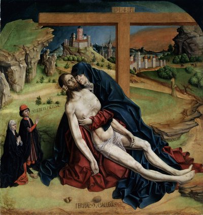 Vierge de pitie - (ピエタ) Peinture de Fernando Gallego (1440-1507 節) 1470 Dim. 1.25x1.09 m マドリッド、プラド美術館 作： Fernando Gallego