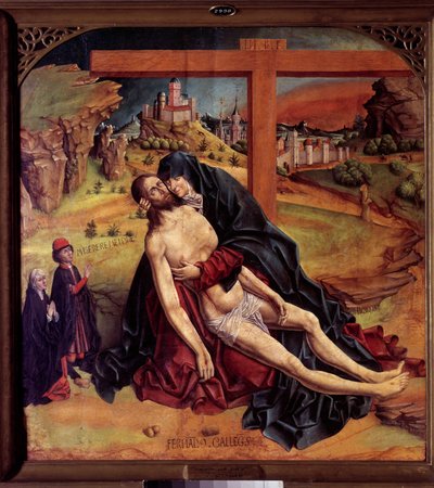 憐れみの聖母（ピエタ） フェルナンド・ガレゴ（1440年頃～1507年）の絵画 1470日1,25x1,09 m マドリード、プラド美術館 作： Fernando Gallego