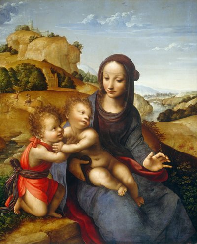 幼児聖ヨハネとマドンナと子供、c。 1505年。 作： Fernando Yáñez de la Almedina