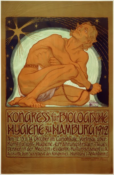 「1912年のハンブルクにおける生物衛生会議」- Fidus -ポスター、1912 作： Fidus