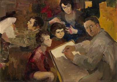 家族との自画像 作： Filipp Andreevic Maljavin