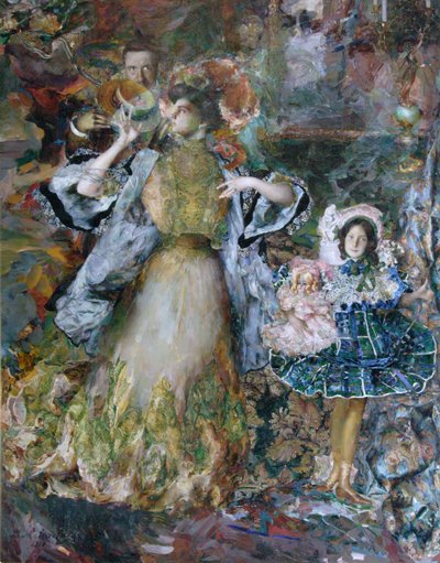 妻と娘との自画像、1910 年 作： Filipp Andreyevich Malyavin
