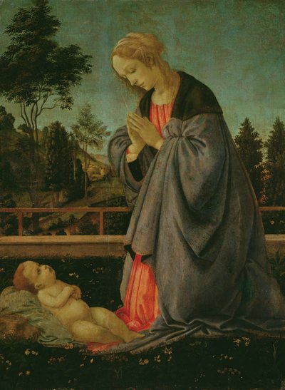 子供の礼拝（パネル上のテンペラ） 作： Filippino Lippi