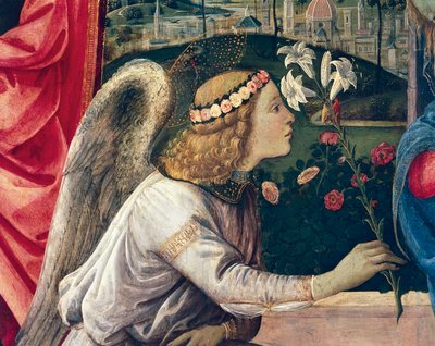 受胎告知と聖人たち」フィリッピーノ・リッピ（1457-1504年頃）作、油彩・キャンバス 作： Filippino Lippi