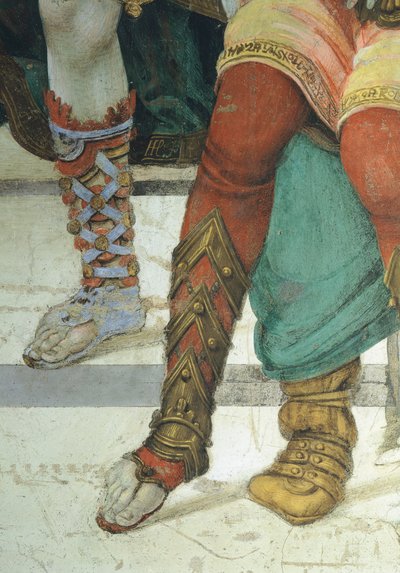 履物の詳細、ヒエラポリスのマルス神殿前の聖フィリポ使徒 作： Filippino Lippi