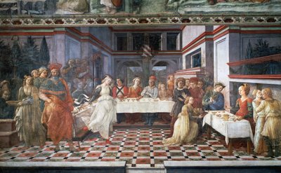 ヘロデの宴またはサロメの踊り（フレスコ画 作： Filippino Lippi
