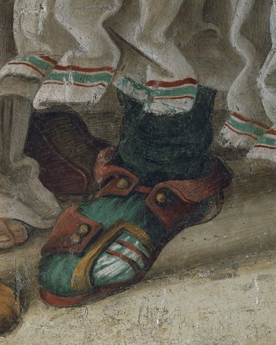 ヒエロポリス神殿からドラゴンを駆り出す聖フィリッポ 履物の細部 フレスコ画 作： Filippino Lippi