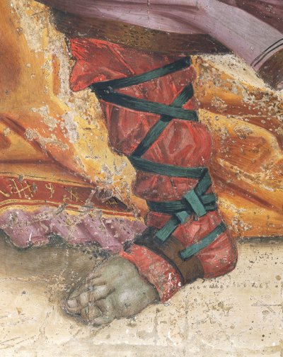 ヒエロポリス神殿からドラゴンを駆り出す聖フィリッポ 履物の細部 フレスコ画 作： Filippino Lippi