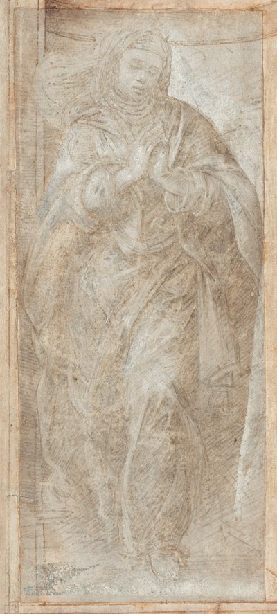 祈りの中で手を組んで立っている女性 作： Filippino Lippi