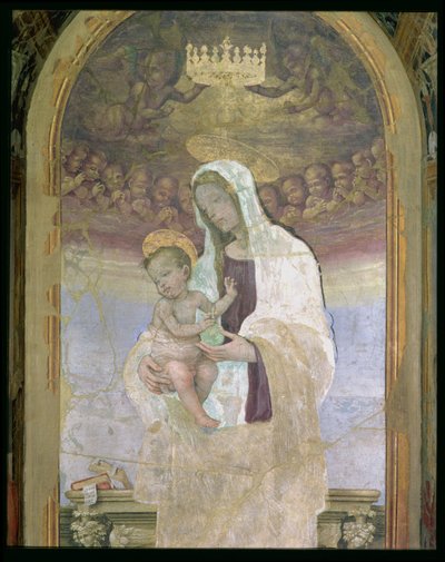 マドンナとチャイルド、カントーアルメルカターレの幕屋の詳細、1498 作： Filippino Lippi