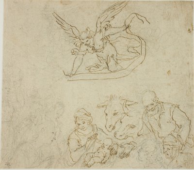 キリスト降誕 (直腸); 聖母子天使（裏） 作： Filippo Bellini