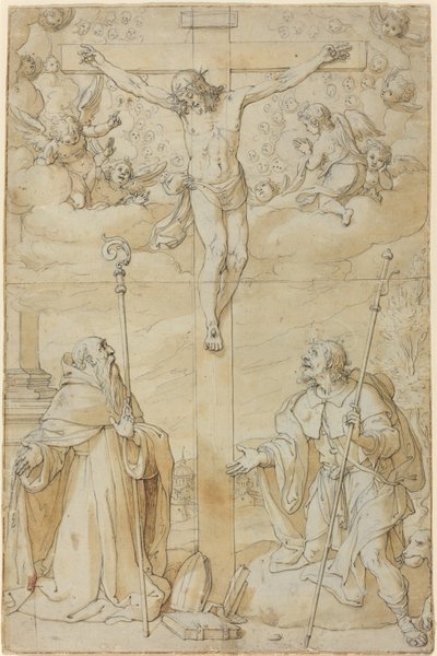 Saints RochとAugustineとの磔刑 作： Filippo Bellini