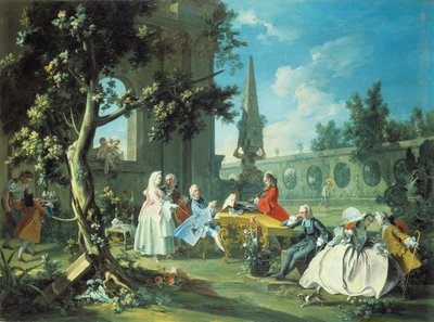 庭でのコンサート、1750年頃 作： Filippo Falciatore