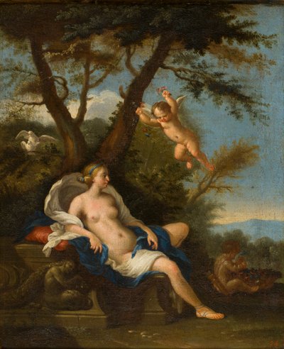 金星とキューピッド、1643-94年頃（キャンバスに油彩） 作： Filippo Lauri