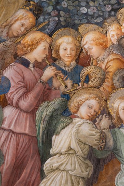 天使、マリアの戴冠式の詳細 作： Filippo Lippi