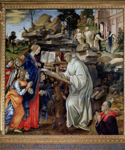 聖ベルナルドへの聖母の出現 - 油彩・パネル 作： Filippo Lippi
