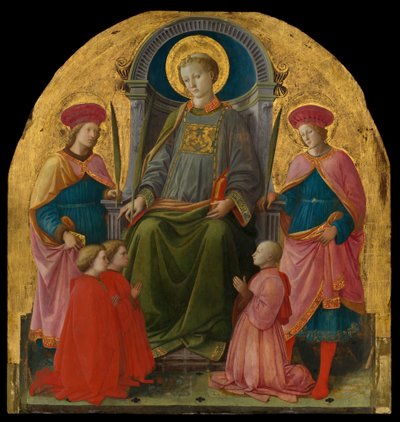 1440 年代、聖人と寄贈者に即位する聖ローレンス。 作： Filippo Lippi