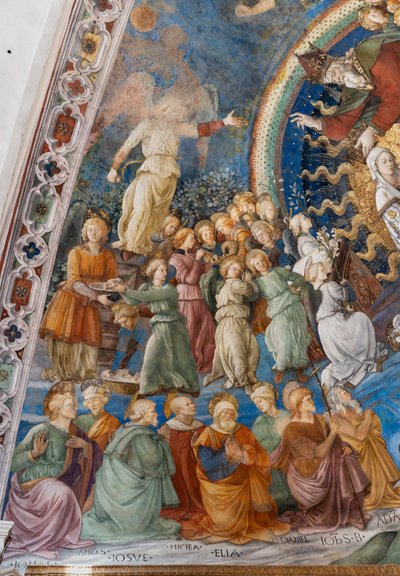 聖人と天使、マリアの戴冠式の詳細 作： Filippo Lippi