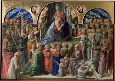 聖母の戴冠式 - パネルにテンペラ 作： Filippo Lippi