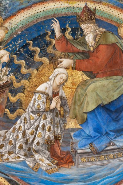 聖母マリアと神、マリアの戴冠式の詳細 作： Filippo Lippi