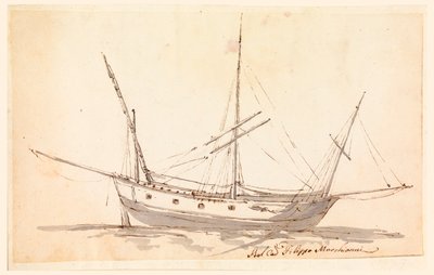 デッサン、帆船、1780年頃 作： フィリッポ・マルキオーニ
