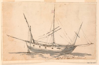 デッサン、帆船、1780年頃 作： フィリッポ・マルキオーニ