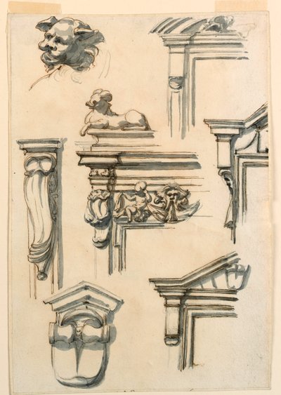 素描、建築学、1750-75年 作： フィリッポ・マルキオーニ