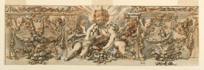 素描、フリーズの装飾、1770年頃 作： フィリッポ・マルキオーニ