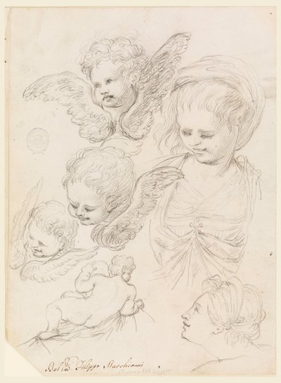 素描、宗教画のための習作、1725-40年 作： フィリッポ・マルキオーニ