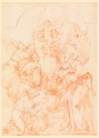 デッサン、キリストの子供のある祭壇画のための習作、1750-1800年 作： Filippo Marchionni