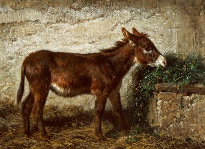 フィリッポ・パリッツィ（1818-1899）によるベビーベッドのロバ 作： Filippo Palizzi