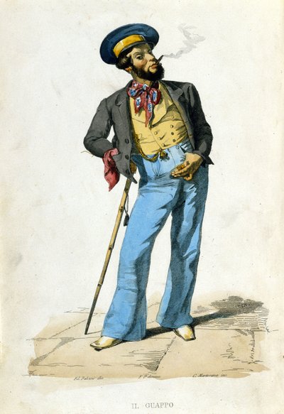 F.パリッツィの「It guappo」、デ・ブールカールの「Costumi del regno di Napoli」の後。 作： Filippo Palizzi