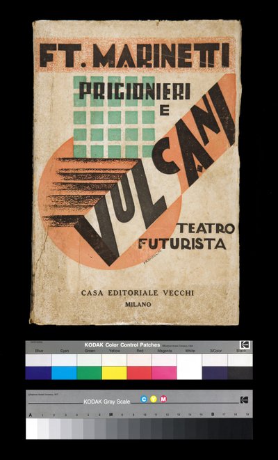 未来派："Prisoners and Volcanoes "1927年の表紙（エングレービング 作： Filippo Tommaso Emilio Marinetti