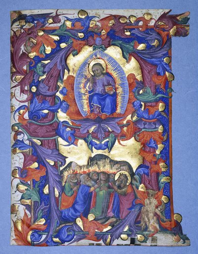 アセンション、1450年頃の描写を含む大きな歴史的な「A」 作： Filippo di Matteo Torelli