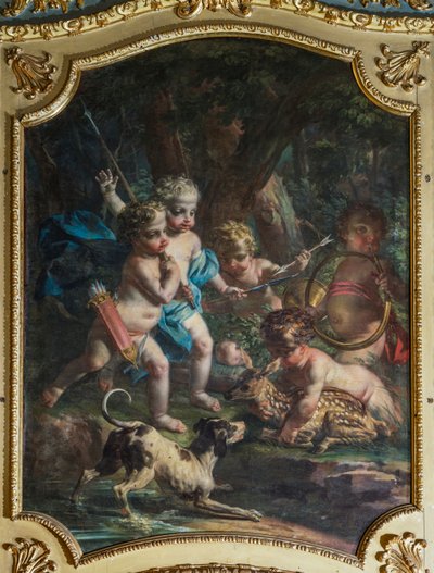 フィリッポ・ジュヴァーラ（1678-1736）作「ストゥピニージの狩猟宮殿」ケルブを描いた装飾パネル 作： Filippo or Juvara Juvarra